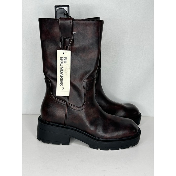 No Boundaries Shoes - No Boundaries NWT Mid Calf Lug Sole Platform Boots Brown Goth Size 7